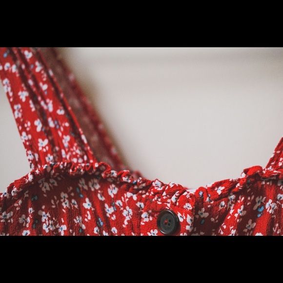 Double slit vintage looking flower print dress - Picture 4 of 5